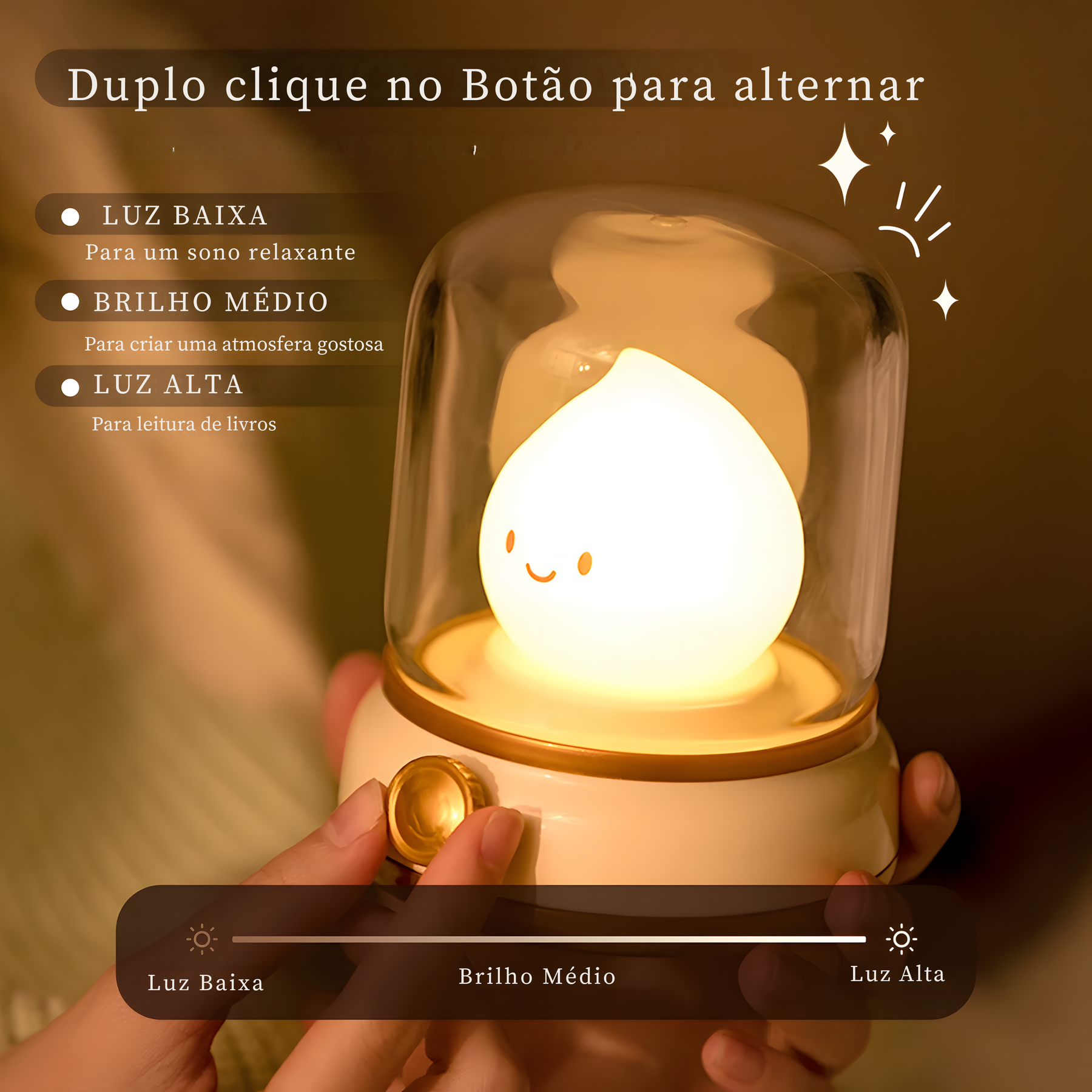 Luminária Foguinho com Luz Suave e Bateria Recarregável