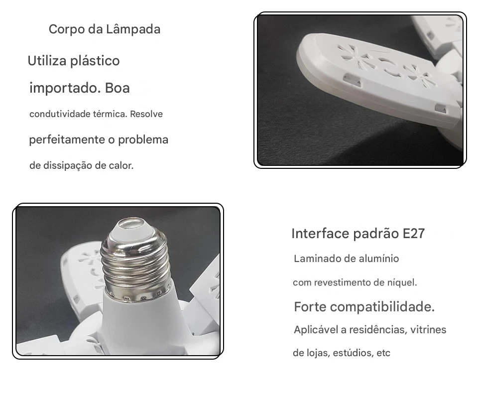 Lâmpada LED Dobrável E27 em Forma de Ventilador 40 LEDs 110V 220V