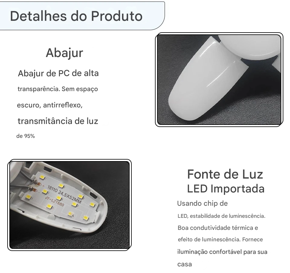 Lâmpada LED Dobrável E27 em Forma de Ventilador 40 LEDs 110V 220V