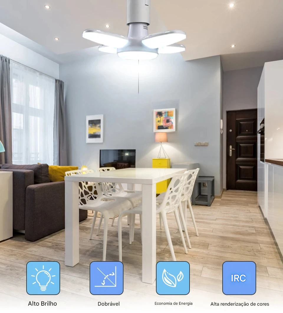 Lâmpada LED Dobrável E27 em Forma de Ventilador 40 LEDs 110V 220V