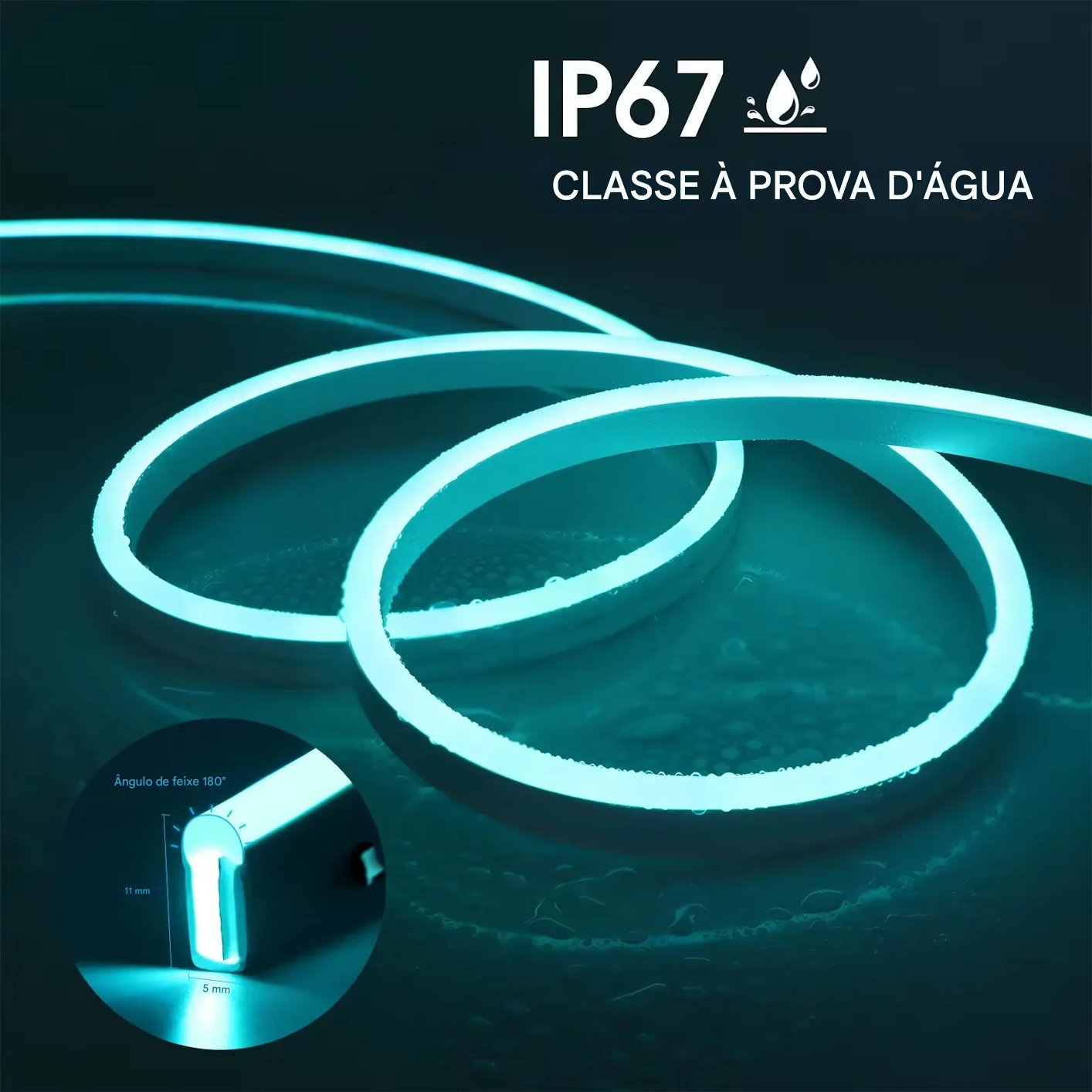 Fita LED Neon RGB com Controle e Sincronização de Música para Ambientes