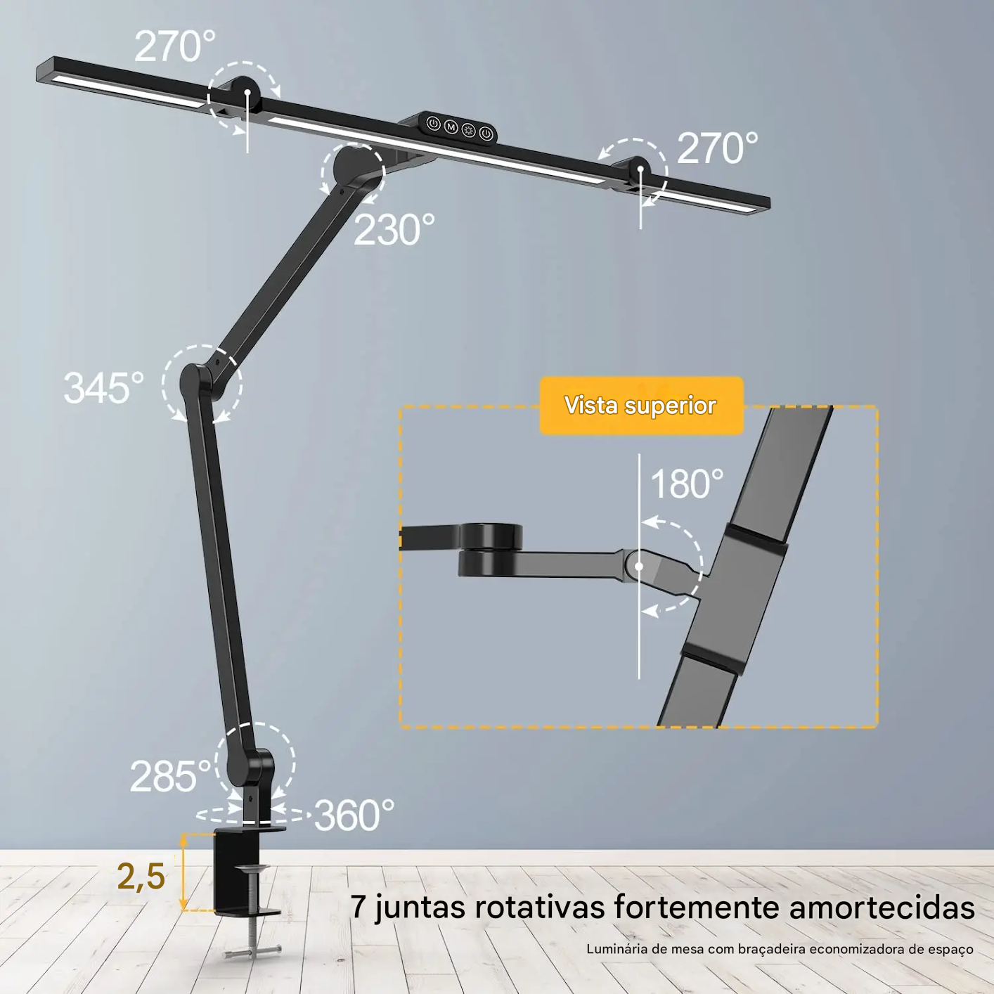 Luminária de Mesa LED com Barreira Antirreflexo e Luminosidade Confortavel