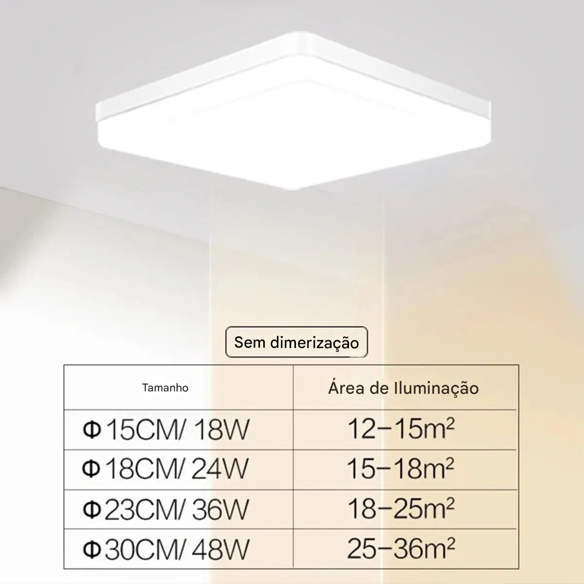 Luminária LED Plafon Quadrada 18W 24W 36W 48W Branco Quente Neutro ou Frio