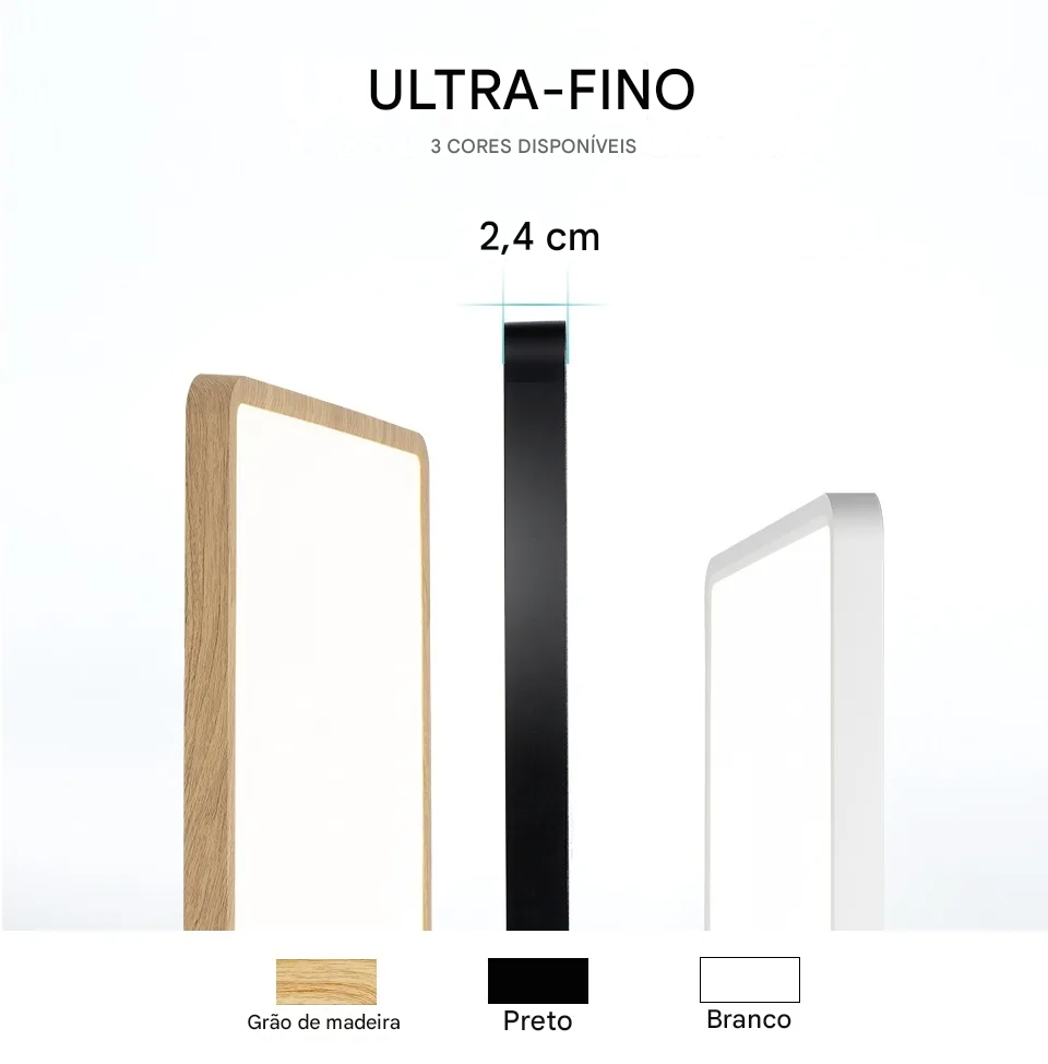 Luminária LED Plafon Smart LED com Acabamento em Madeira Controle Alexa e Google