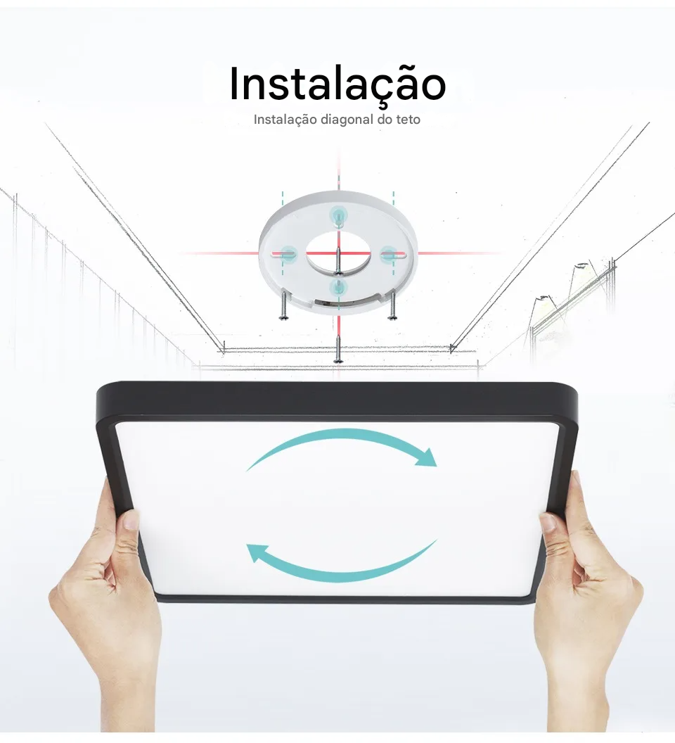 Luminária LED Plafon Smart LED com Acabamento em Madeira Controle Alexa e Google