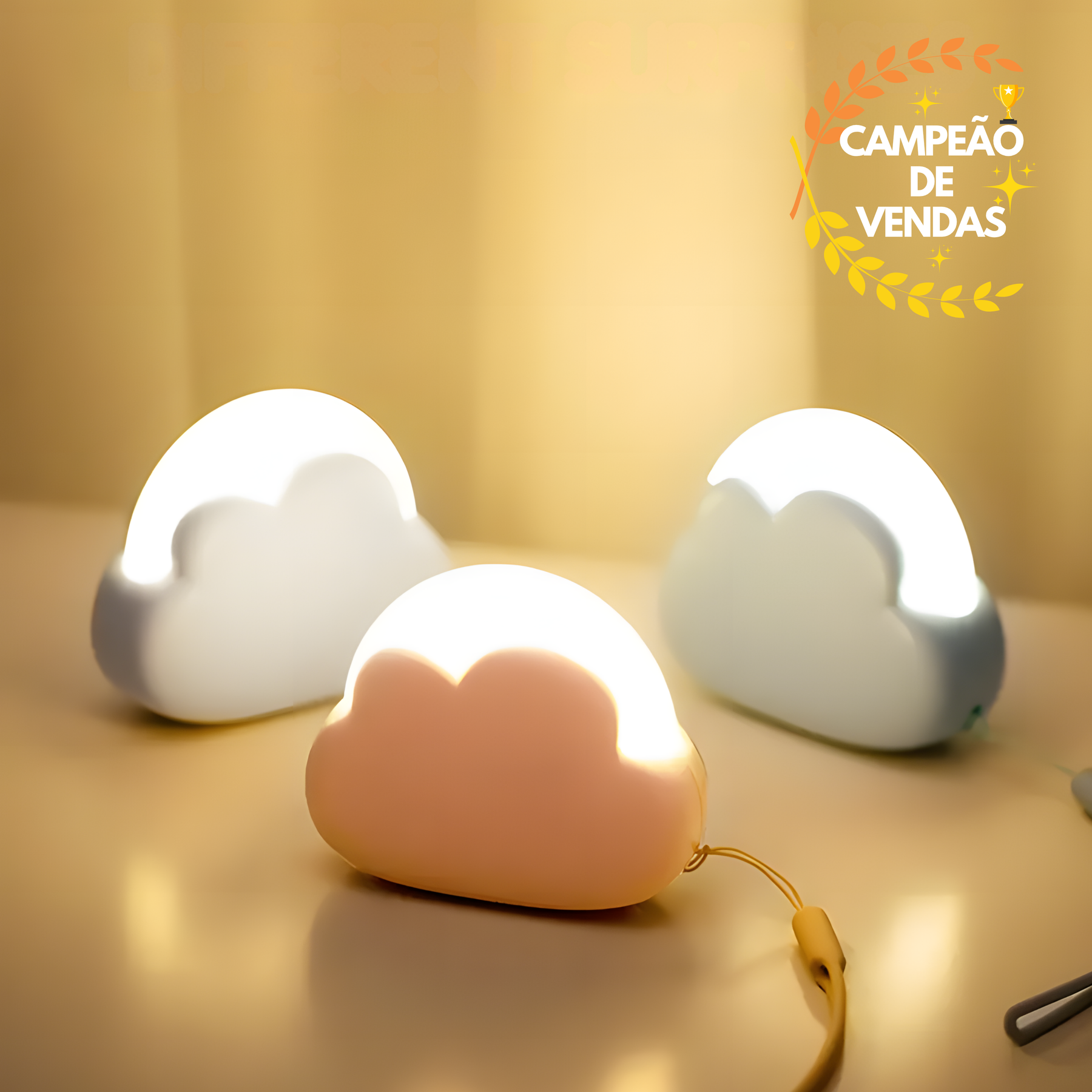Luminária Mini Nuvem 4 Tons de Luz com Bateria Recarregável de 50hrs