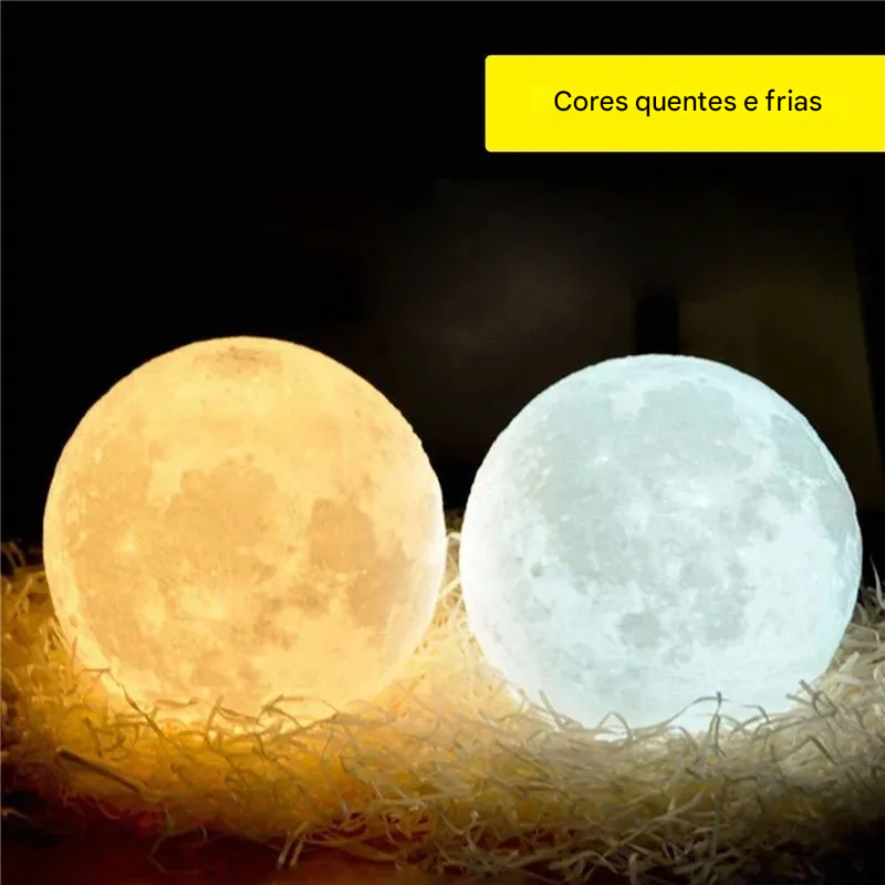 Luminária Lua Multicolorida com Luz Suave e Sofisticada