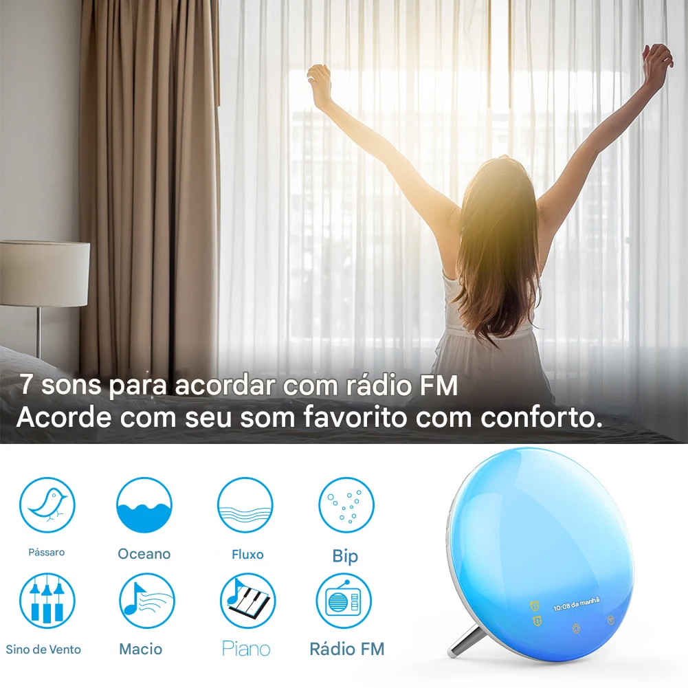 Luminária Despertador Smart Wi-Fi com Efeito Amanhecer