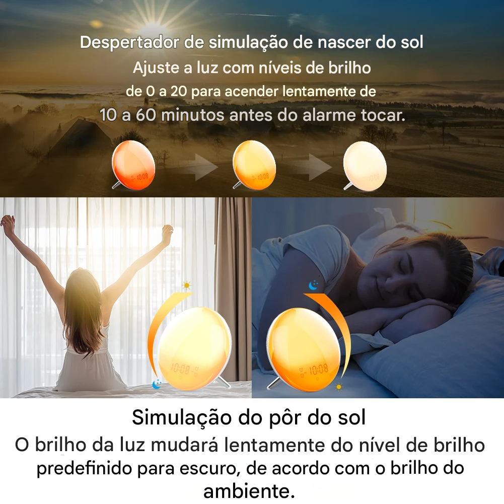 Luminária Despertador Smart Wi-Fi com Efeito Amanhecer