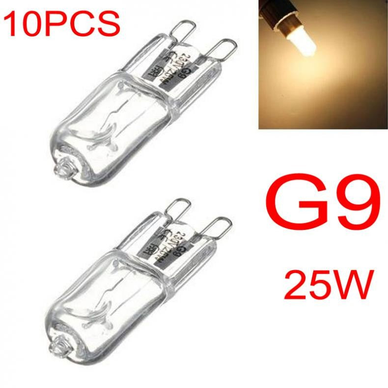 Kit 10 Lâmpadas Halógenas G9 25W a 60W Luz Quente 3000K 230V