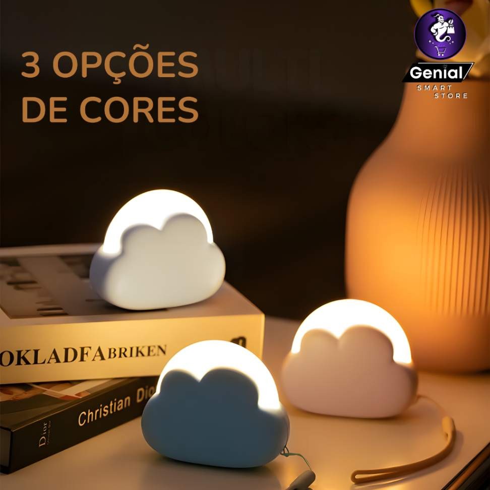 Luminária Mini Nuvem 4 Tons de Luz com Bateria Recarregável de 50hrs