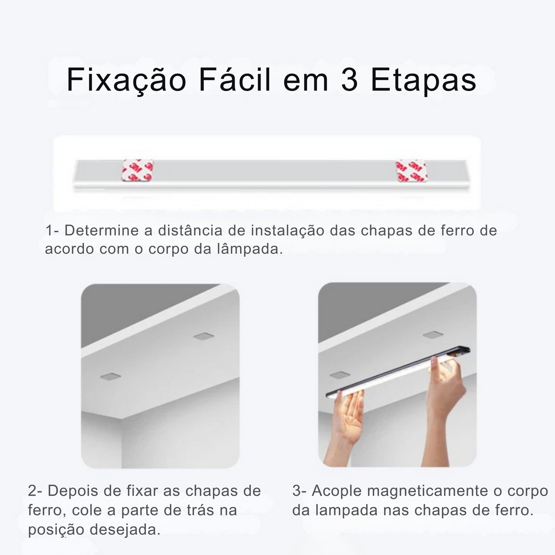 Luminária LED Sem Fio Bateria com 4 Semanas de Duração Recarregável com Sensor de Movimento Ultrafina