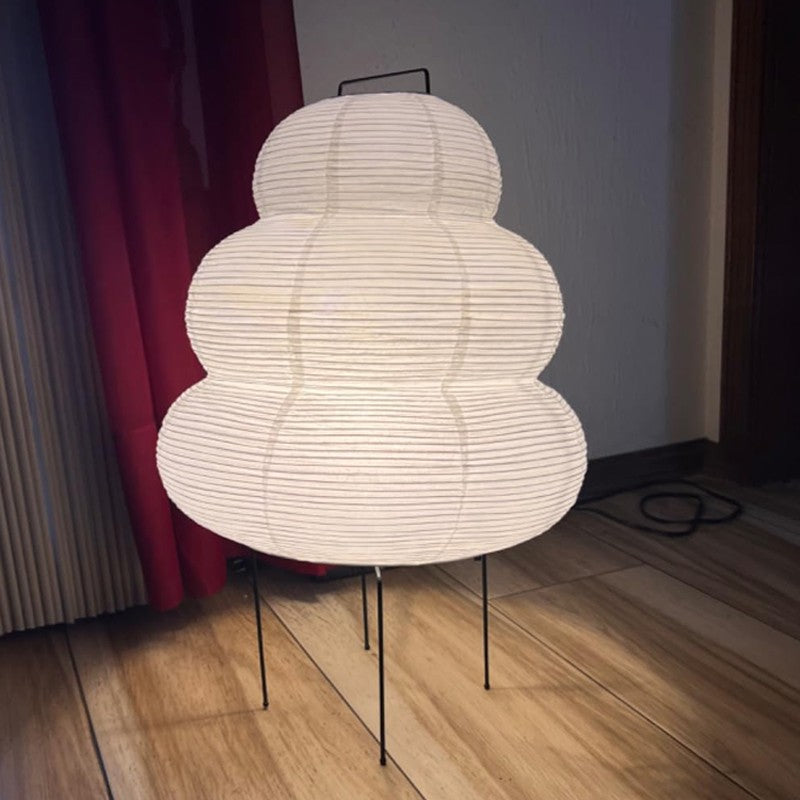 Luminária de Mesa LED Estilo Japonês com Papel de Arroz e 3 Níveis de Iluminação