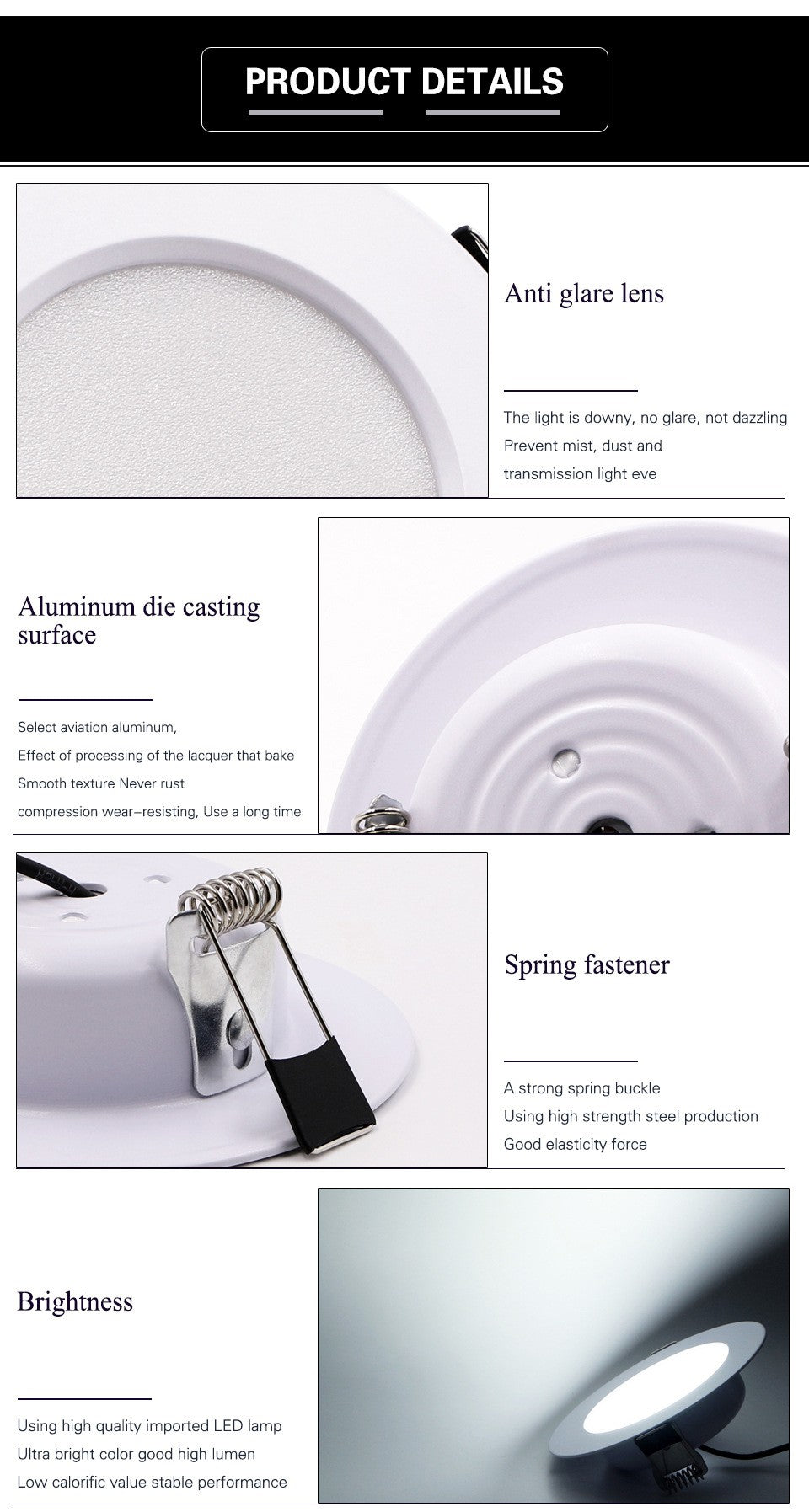 Spot LED Embutido Regulável 5W a 15W Luz AC110V 220V - 3 Cores Alternáveis