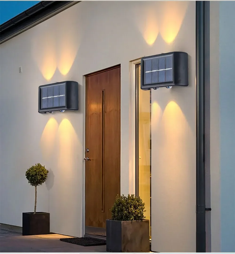 Luminária Solar Automática com 2 LEDs Brancos de Parede à Prova d’Água Para Áreas Externas