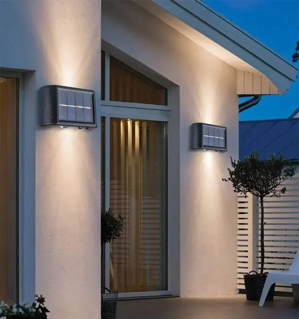 Luminária Solar Automática com 2 LEDs Brancos de Parede à Prova d’Água Para Áreas Externas