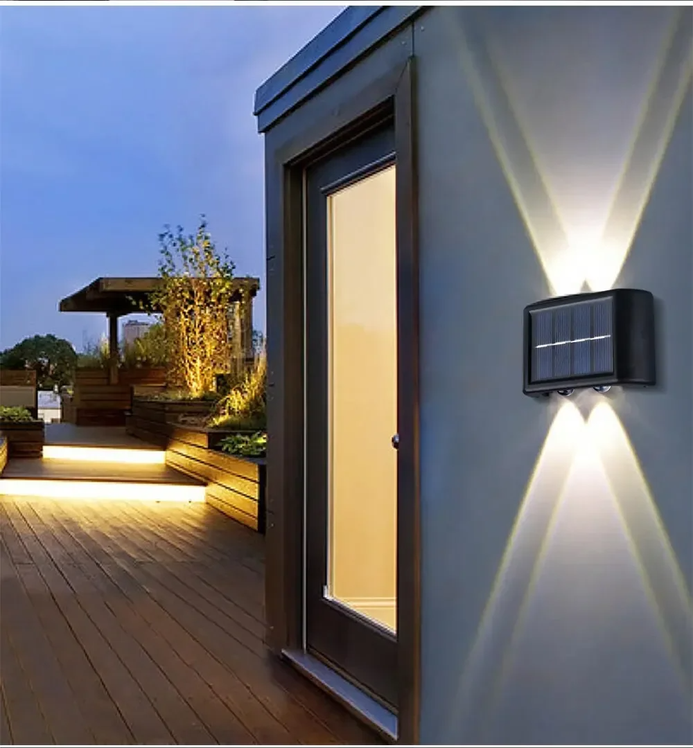 Luminária Solar Automática com 2 LEDs Brancos de Parede à Prova d’Água Para Áreas Externas