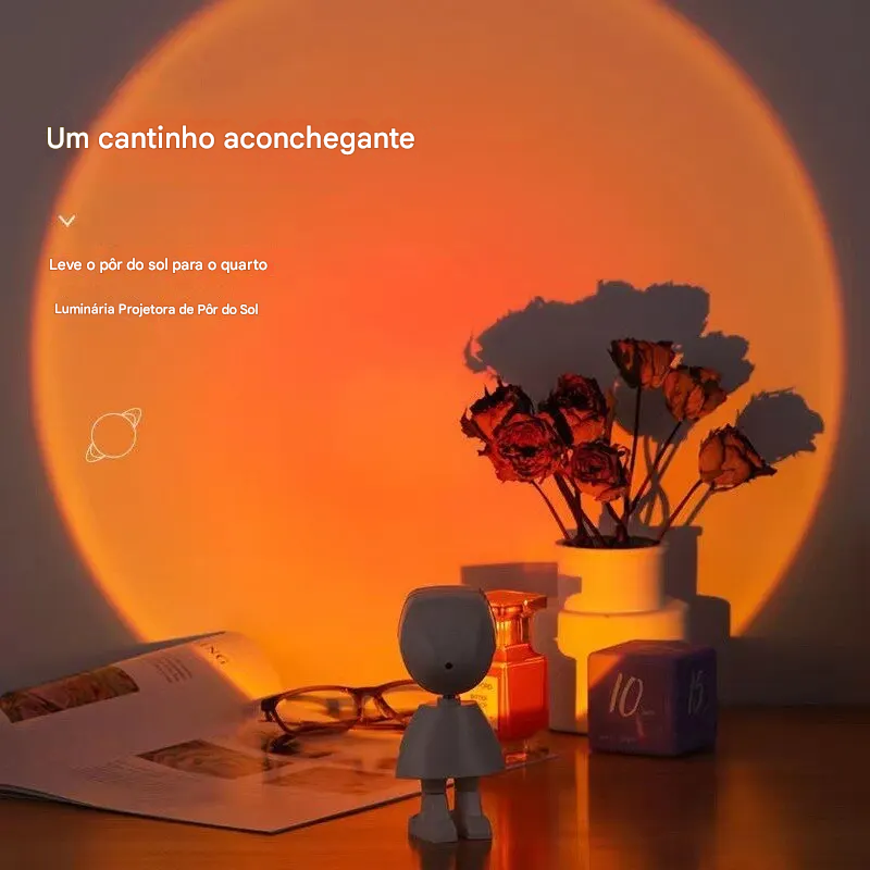 Luminária Astronauta com 7 Variações de Cores e Bateria Recarregável