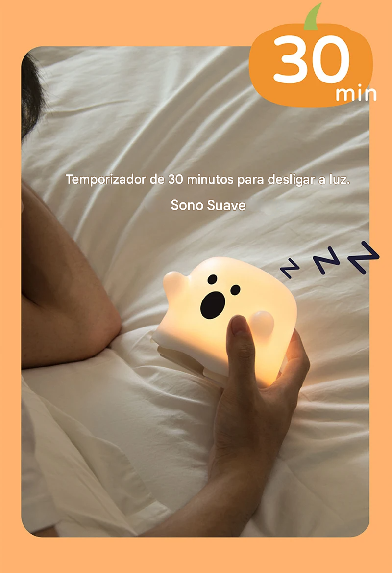 Luminária Fantasminha em Led Recarregável e Bateria Recarregável