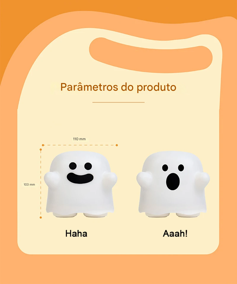 Luminária Fantasminha em Led Recarregável e Bateria Recarregável