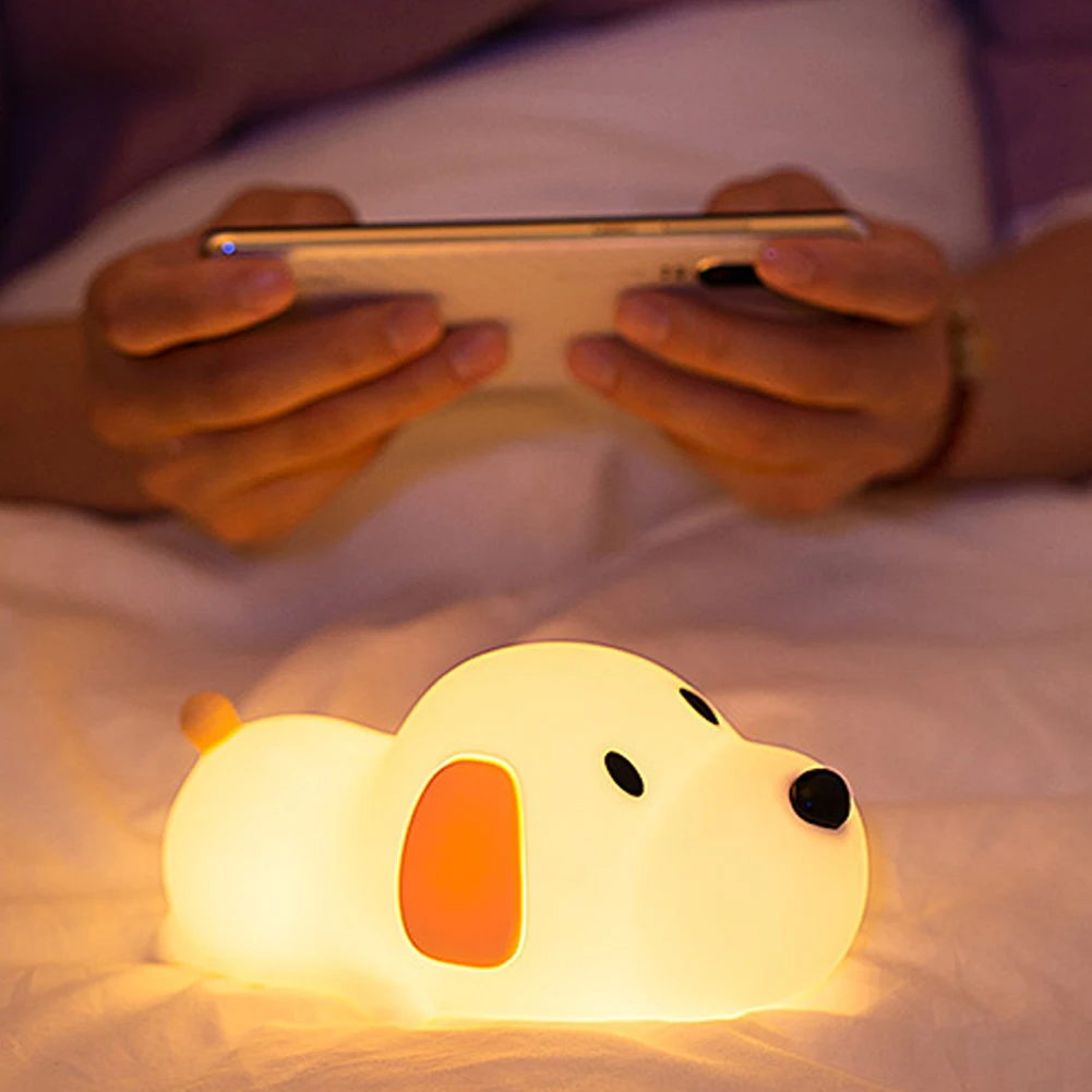 Luminária Cachorrinho de LED feita de Silicone e Bateria Recarregável