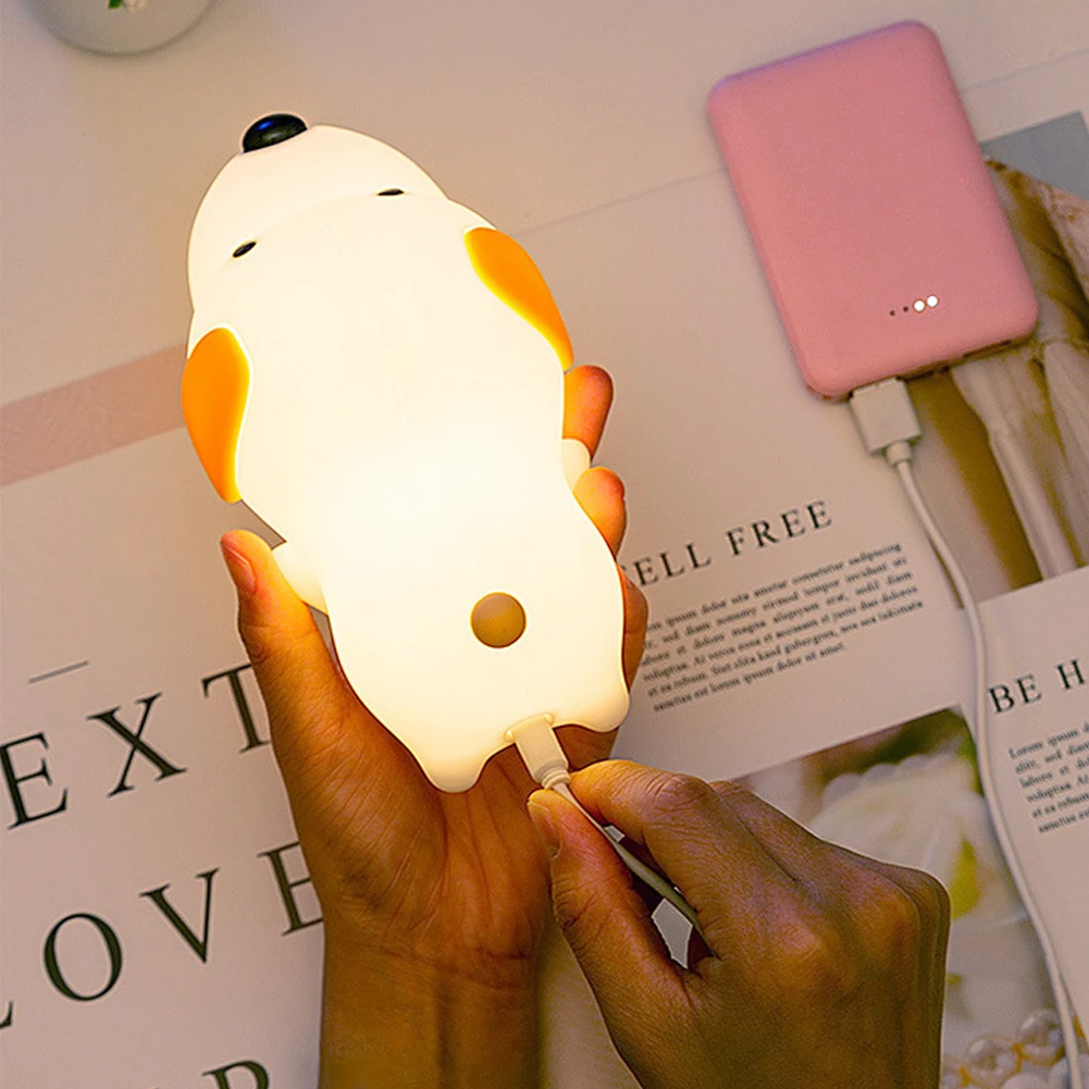 Luminária Cachorrinho de LED feita de Silicone e Bateria Recarregável