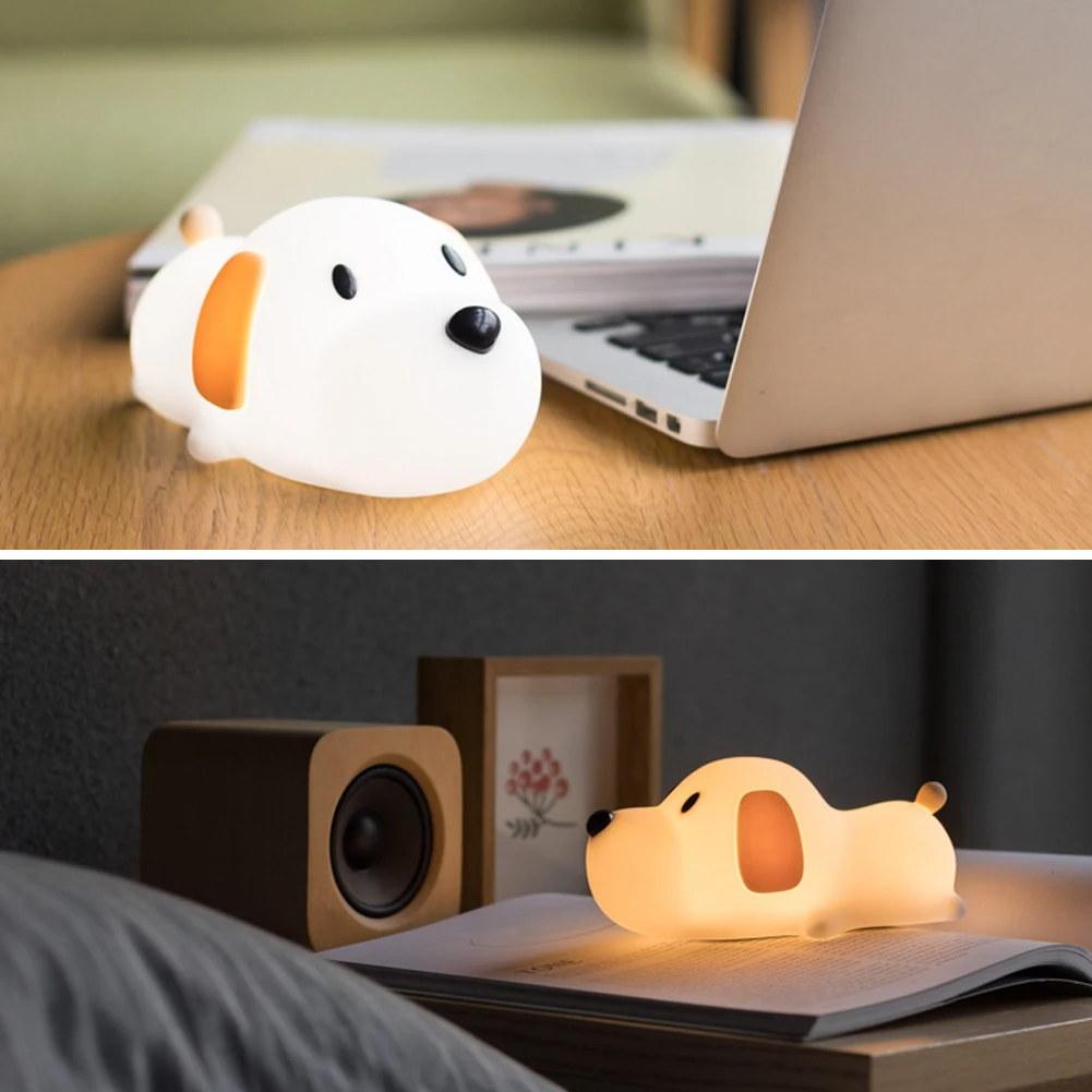 Luminária Cachorrinho de LED feita de Silicone e Bateria Recarregável