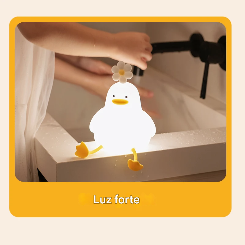 Luminária Patinho de LED em SIlicone com Bateria Recarregável