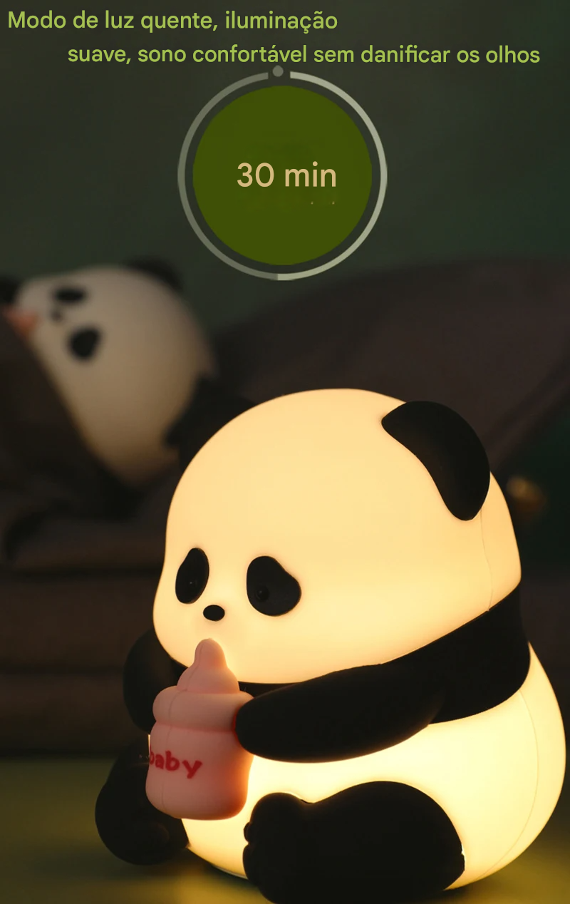 Luminária Pandinha de Óculos de LED em Silicone c/ Bateria Recarregável
