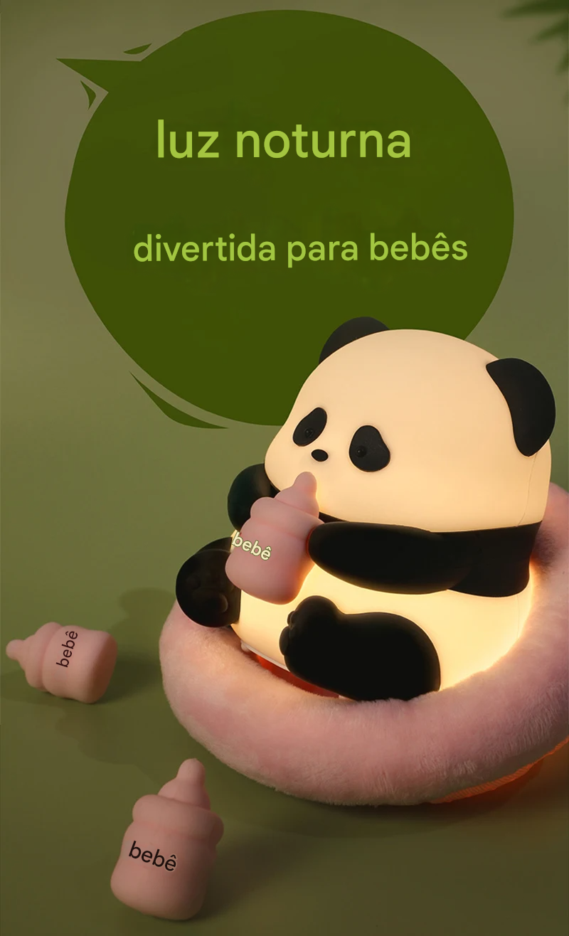 Luminária Pandinha de Óculos de LED em Silicone c/ Bateria Recarregável