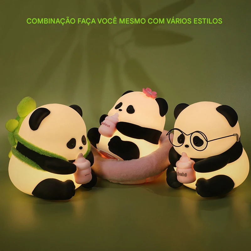 Luminária Pandinha de Óculos de LED em Silicone c/ Bateria Recarregável