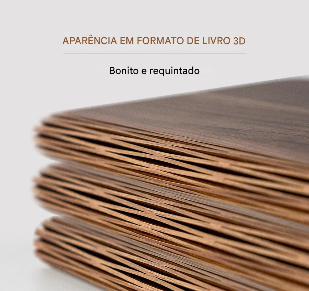 Luminária Livro Aberto em LED de Madeira Recarregável USB