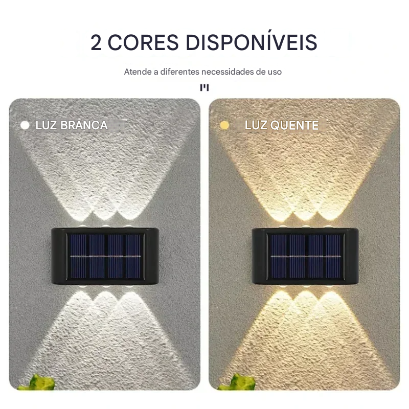 Luminária Solar Automática com 2 LEDs Brancos de Parede à Prova d’Água Para Áreas Externas