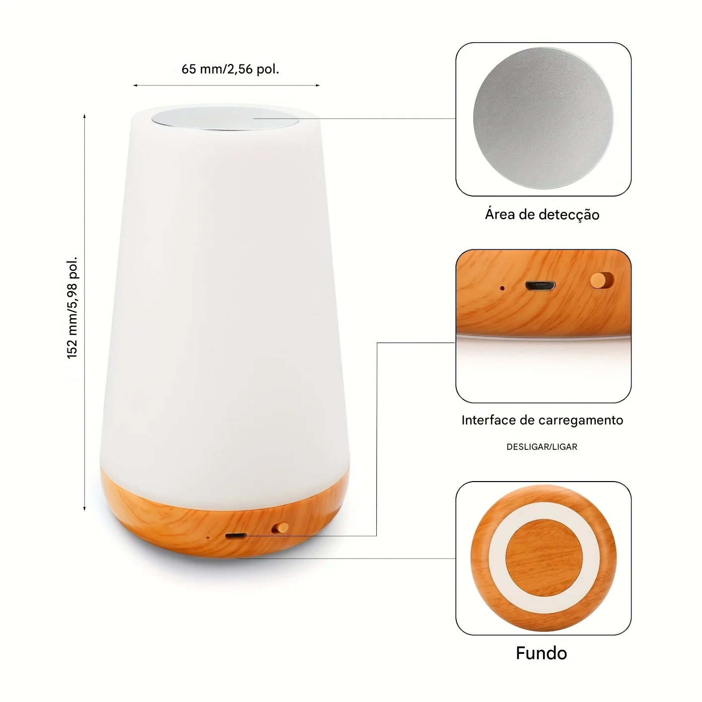 Luminária com Alternação de Luz ao Toque e Carreamento via USB