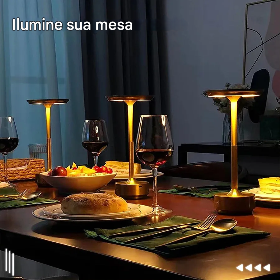 Candeeiro de Mesa Sem Fio com Bateria Recarregável