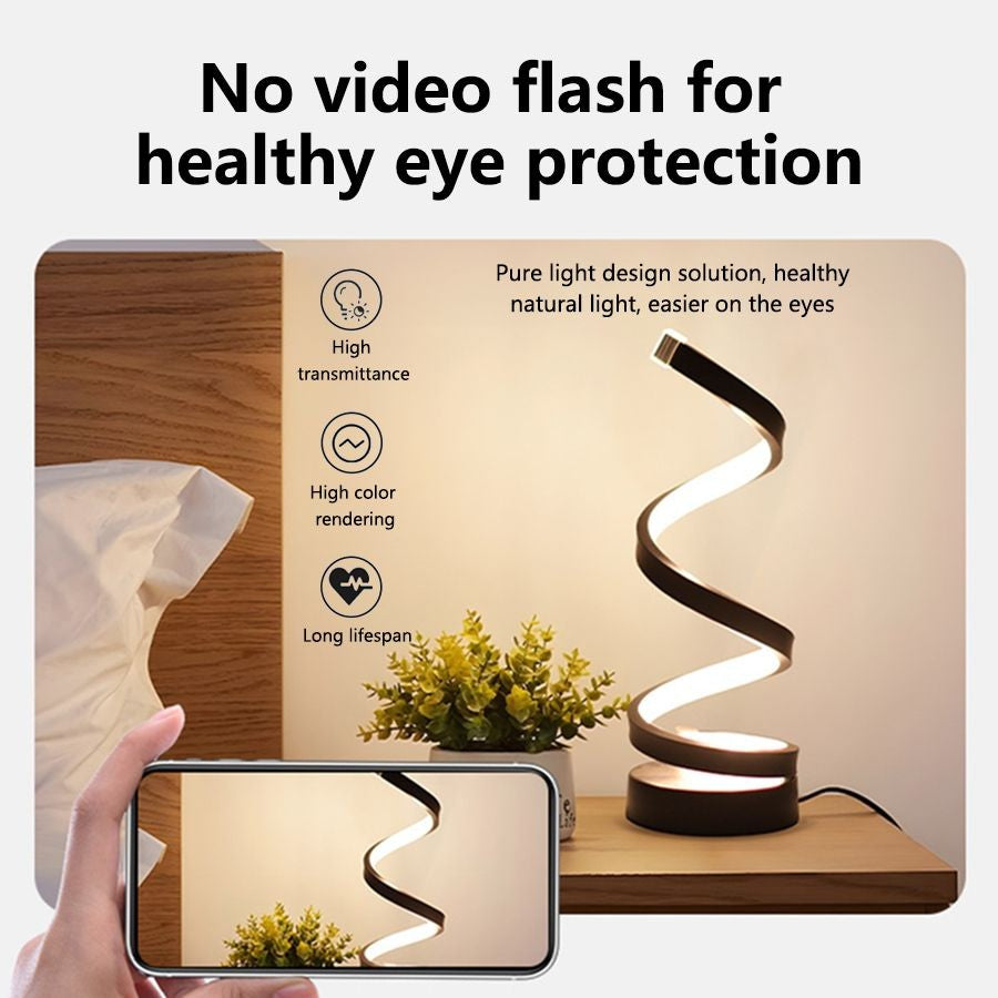Luminária de Mesa LED Espiral Moderna com 3 Níveis de Brilho Reguláveis