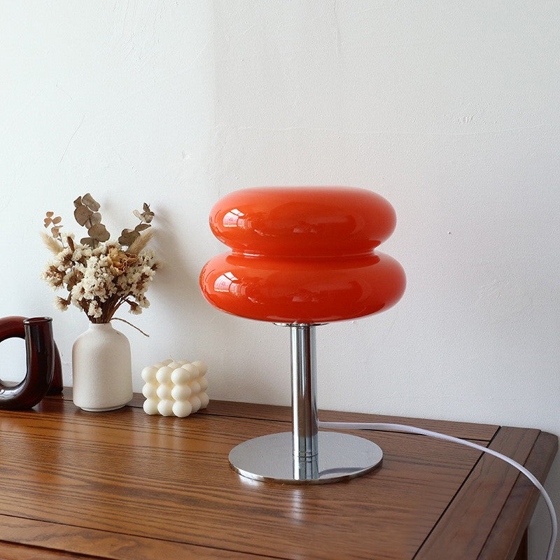Abajur de Mesa de Vidro Macaron com Ajuste Tri Cromático e Proteção Ocular
