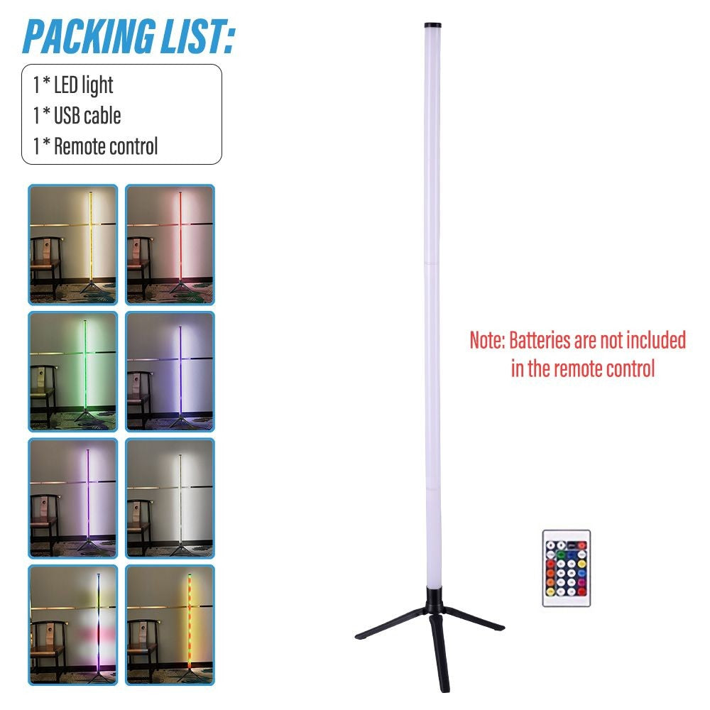 Luminária de Chão RGB de Canto com Iluminação Ambiente e Controle de Cores