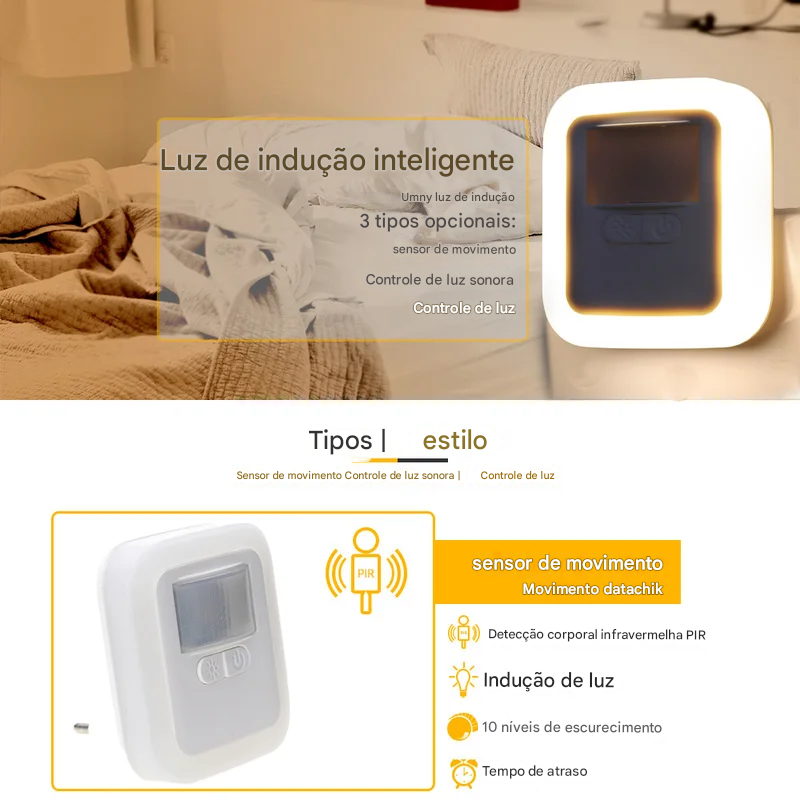 Luminária de Tomada com Sensor de Presença e com Adaptação de Tonalidades de Luz