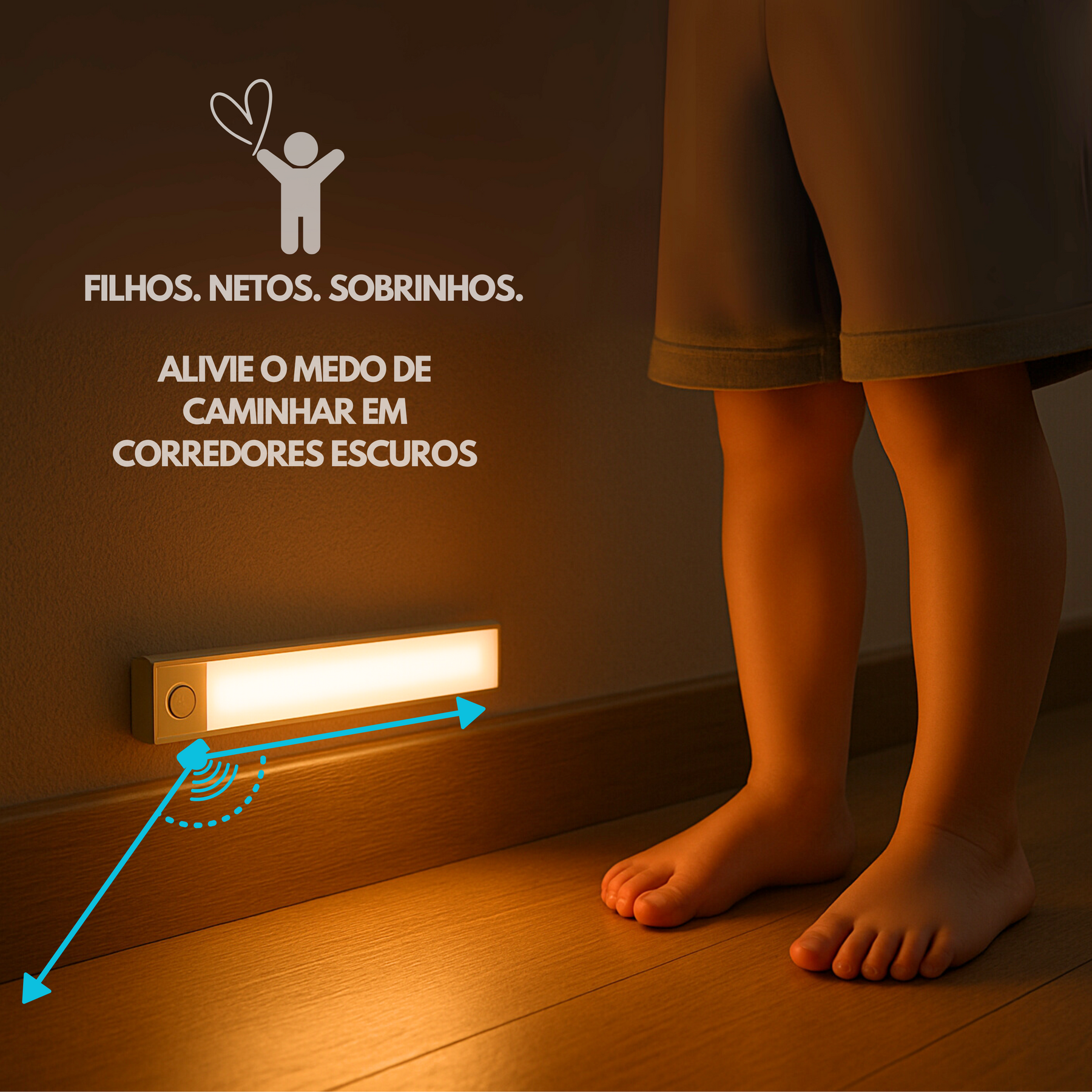 Luminária LED Sem Fio Bateria com 4 Semanas de Duração Recarregável com Sensor de Movimento Ultrafina