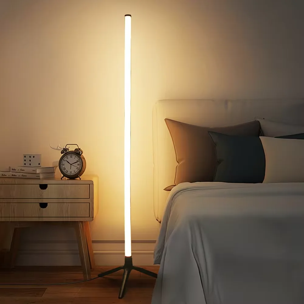 Luminária de Chão RGB de Canto com Iluminação Ambiente e Controle de Cores