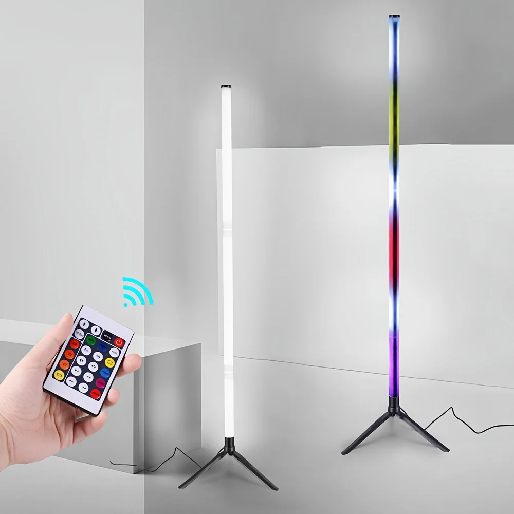 Luminária de Chão RGB de Canto com Iluminação Ambiente e Controle de Cores