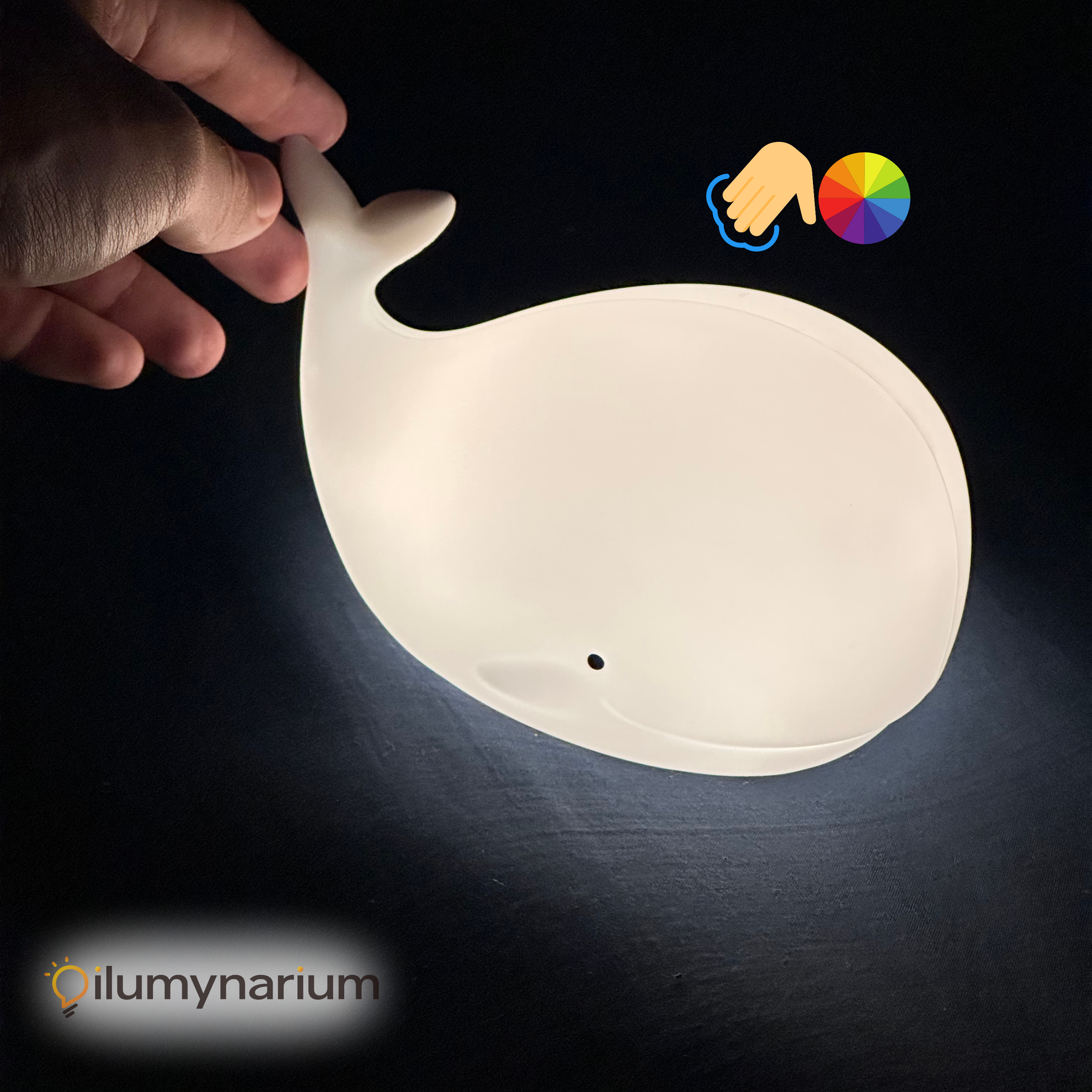 Luminária Baleia Touch de Silicone Com Alternação de Luz ao Toque
