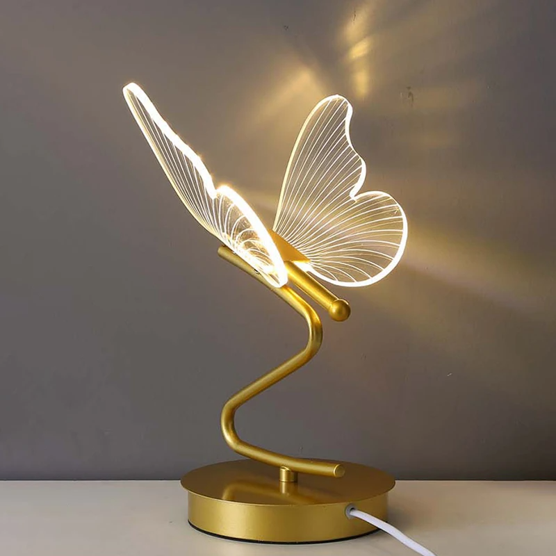 Luminária de Mesa LED Nórdica em Formato de Borboleta com Interruptor para