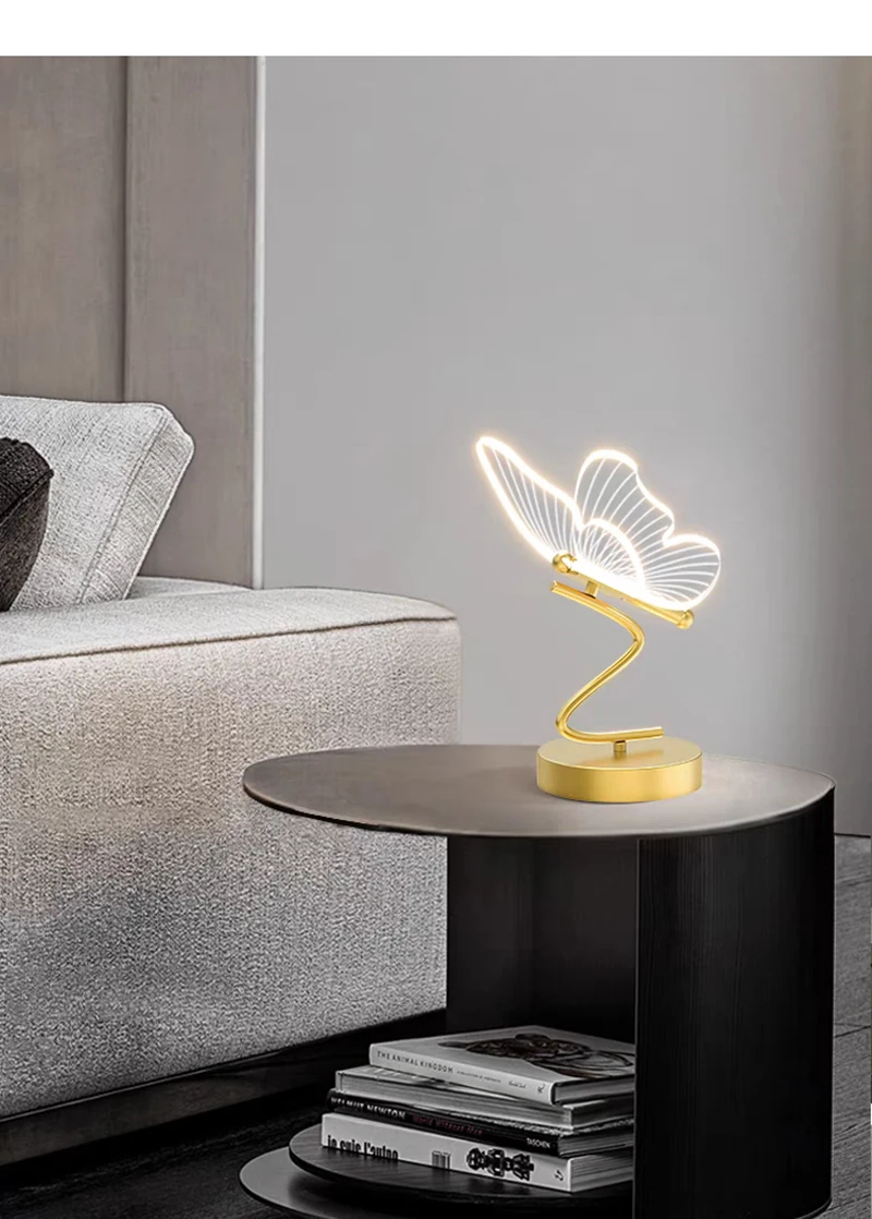 Luminária de Mesa LED Nórdica em Formato de Borboleta com Interruptor para