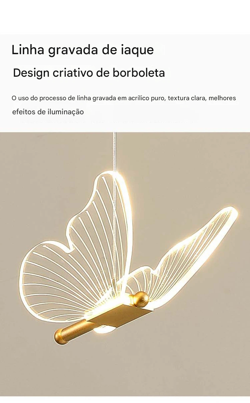 Luminária de Mesa LED Nórdica em Formato de Borboleta com Interruptor para