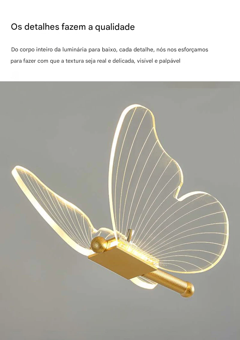 Luminária de Mesa LED Nórdica em Formato de Borboleta com Interruptor para