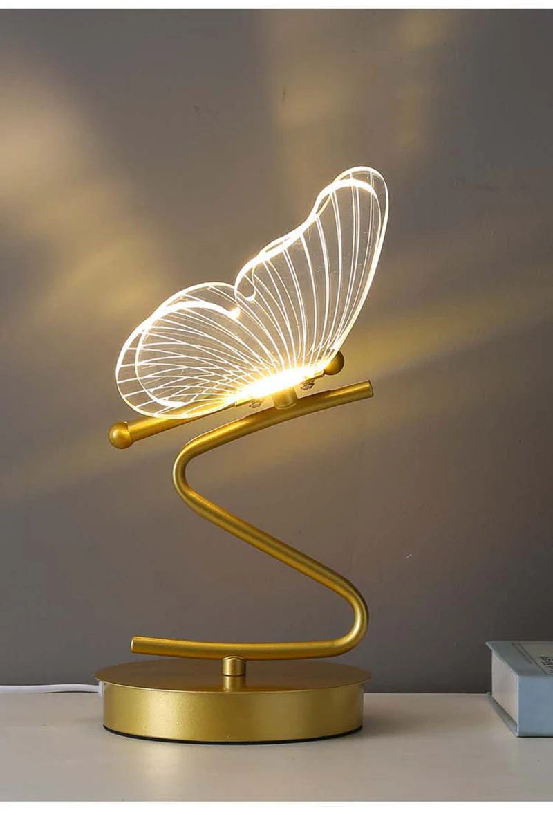 Luminária de Mesa LED Nórdica em Formato de Borboleta com Interruptor para