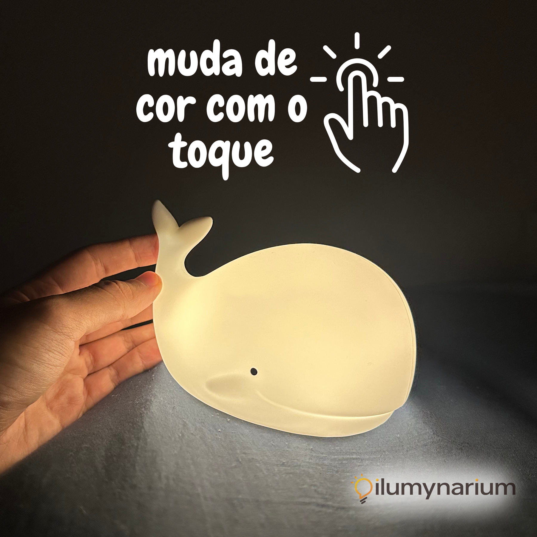 Luminária Baleia Touch de Silicone Com Alternação de Luz ao Toque