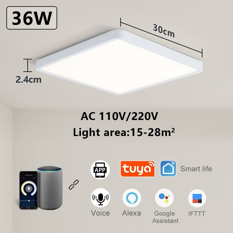 Luminária LED Plafon Smart LED com Acabamento em Madeira Controle Alexa e Google